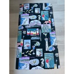 VTG Nicole Miller Atlantis Paradise Island Beach Towel Unisex 35x66 Black